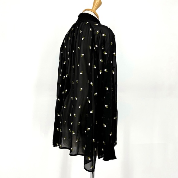 Cabi Embroidered Blouse # 5338, Sheer Black with Embroidered Roses, Small - Picture 7 of 16